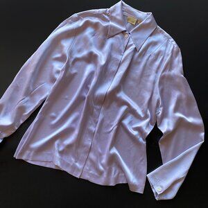 Vintage Caslon 100% Silk Blouse Women’s XL Lavender Button Front